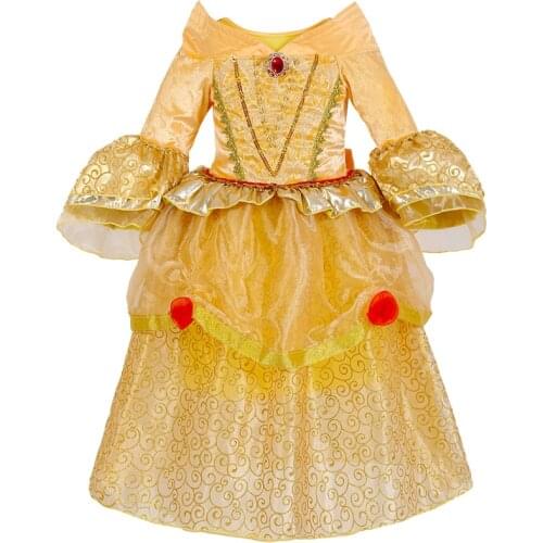 Sleeping Beauty Princess Costume Girl Dress Yellow Princess Dresses for Girls Cosplay Party Costume Kids Dresses Clothing