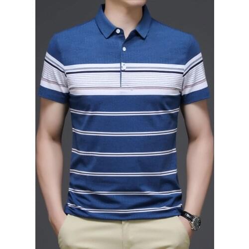 Summer mens clothing, color-stripe striped POLO shirt, business casual POLO shirt, short-sleeved plus size POLO shirt