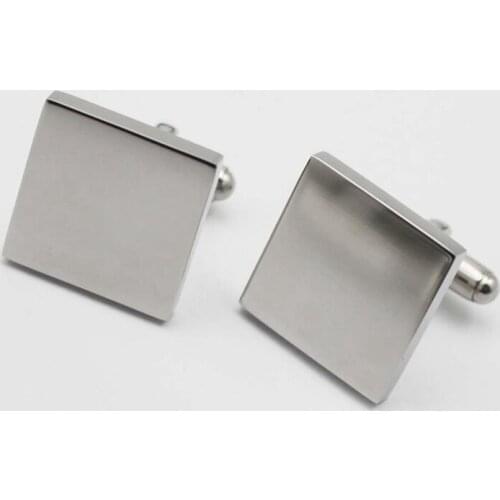Fashion cufflinks silver color fashion blank square design 316l stainless steel material Cuff Links