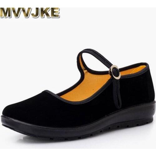 MVVJKE Spring autumn woman flats buckle Belt fabric Mary Janos Woman Casual shoes comfortable loafers ladies mother sewingE048