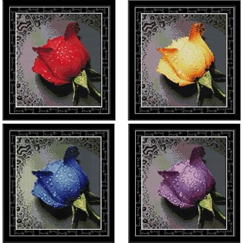 Joy Sunday Rose Printed Cross Stitch Kits DIY 11CT 14 CT Hand Stamped Embroidery Hand Embroidered Home Decoration Handmade Gifts