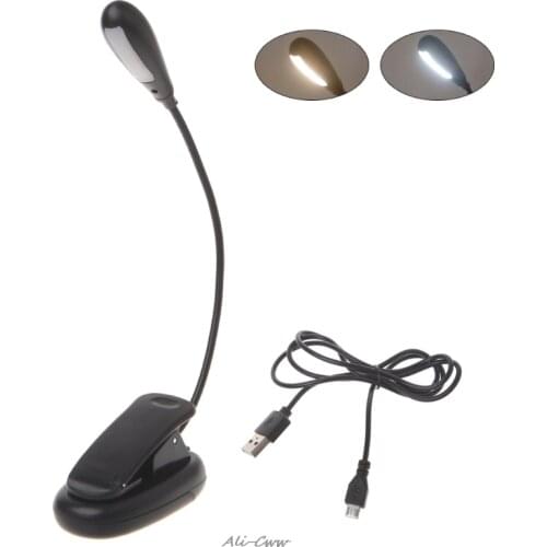 2021 Flexible Arm Dimmable 7 LED USB Table Lamp Clip-on Bed Reading Table Light Reading Music Light