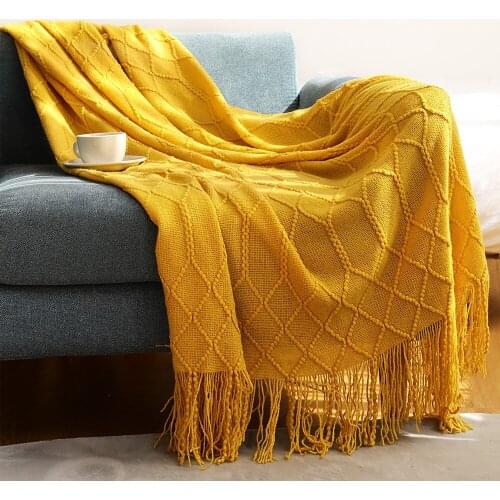 New Knitted Blanket throw Sofa Cover Bed end decoration Nordic Wool soft Blanket Winter Office Nap Skin-friendly Bedspread shawl