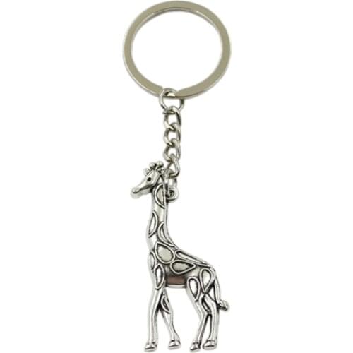 New Fashion Men High Quality Car Keychain DIY Metal Holder Chain Silver Color Giraffe Deer Pendant For Gift