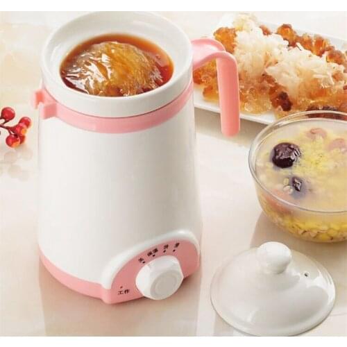 DMWD 0.5L Office Mini Electric Slow Cooker 220V 3 Gear Ceramic Porridge Soup Pot Travel Electric Heating Cup Milk Heating Cup