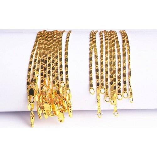 Pretty Men Women Gifts Gold Necklace 100PCS 16-30 inch gold filled with smooth chain necklace wholesale hot