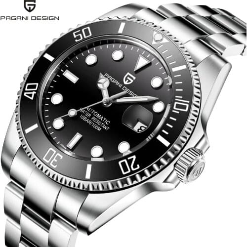 PAGANI DESIGN Mens Automatic Mechanical Watches with Sapphire Stainless Steel Diving Dress Wrist Watch Waterproof reloj hombre