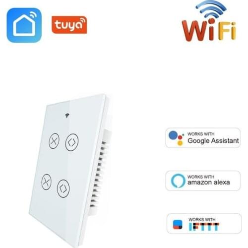 Tuya Smart Life WiFi US EU Double Curtain Blind Switch For Roller Shutter Electric Motor With Google Home Alexa Assistant