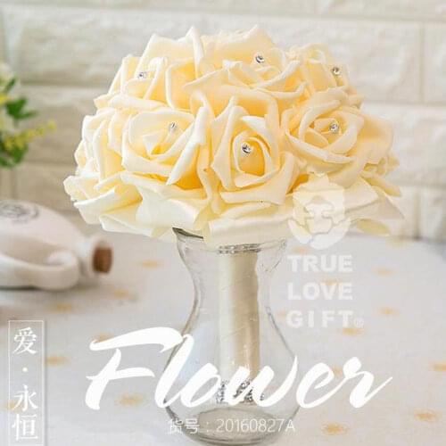 Perfectlifeoh Wedding Flowers Bridal Bouquets Bridesmaid Decoration Ribbon Crystal Bouquet Artificial bouquet de mariage