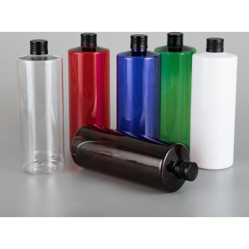 500ML X 24 Flat Shoulder Plastic Bottle Emulsion PET Bottle Black Aluminum Cover Leakproof Bottle Empty Cosmetic Bottle