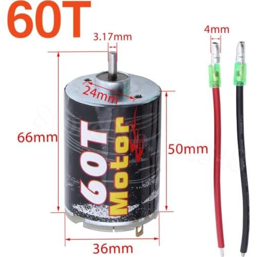 RC Electric Motor 23T 35T 45T 55T 60T Brushed 540 RS540 3.175mm Shaft DC 7.2V-12V Bullet Plugs for 1/10 Scale Remote Control Car
