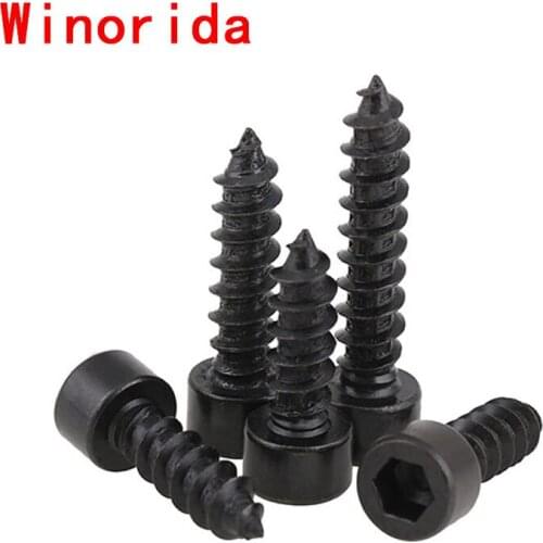 GuHua Black Hexagon Socket Cheese Head Self Tapping Screws 8.8 High Strength Hex Socket Cup Head Tip Tapping Screws M4M5M6 10PCS