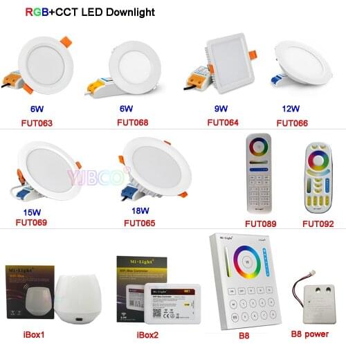 Miboxer 6W/9W/12W/15W/18W RGB+CCT LED Downlight Dimmable LED Ceiling Spotlight AC110V 220V FUT063/FUT066/FUT068/FUT069/B8/iBox1