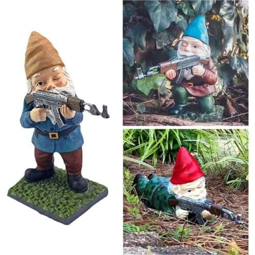 Funny Army Gnome Garden Statue Indoor Outdoor Gnome Figurine Sculpture Resin Ornaments for Desktop Home Lawn Yard Decoration