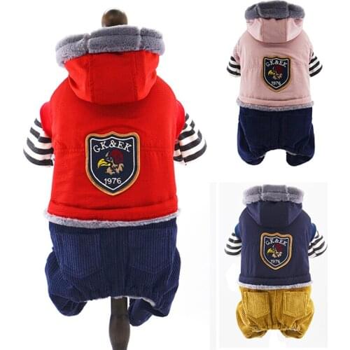 Winter Super Thick Pet Dog Clothes Cotton Warm Splicing Jumpsuits Suit Dogs Down Coat For Dogs Chihuahua Puppy Hoodies Costumes