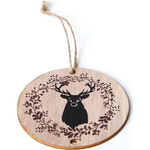 1pc 8cm Christmas Wood Round Slices Reindeer Head Hanging Blank Wooden Slices for Christmas Ornaments and DIY Decorations
