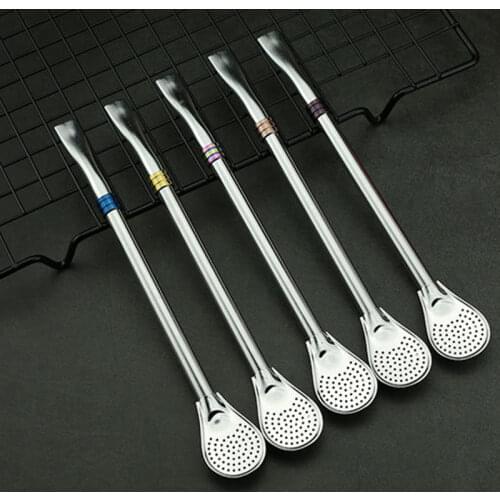 1PC Stainless Steel Drinking Straws Yerba Mate Straw Gourd Bombilla Filter Stirring Spoons Reusable Tea Tool Bar Straw Wholesale