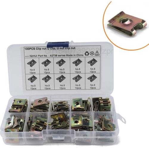 100pcs Boxed - Color Zinc U-clip Nut Splint Nut Hardware Fastener Special Auto Parts