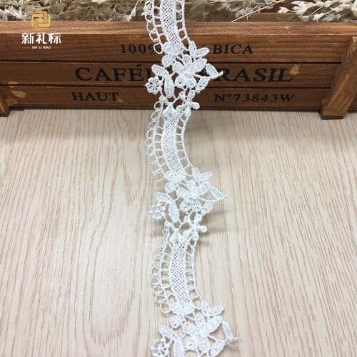 15Yards 3cm Flower Polyester Embroidered African Cord Lace Water Soluble Lace Trimming Ribbon DIY Material Clothing Accessories