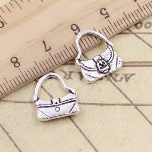 30pcs Charms Handbag Purse 15x12mm Tibetan Silver Color Pendants Antique Jewelry Making DIY Handmade Craft