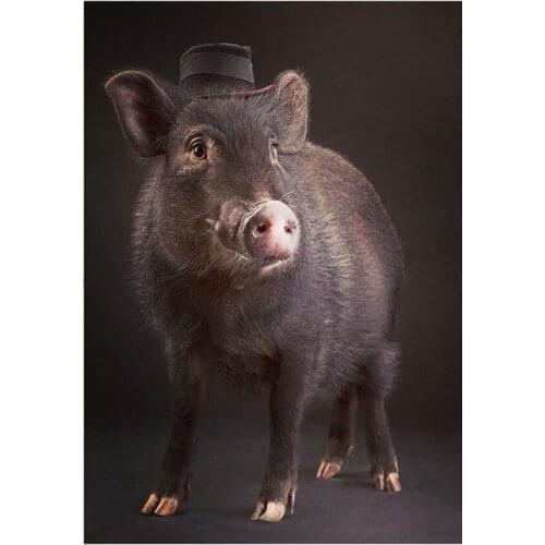 3D Diamond Painting Cross Stitch Black Pig Animals 5D Diamond Embroidery Wild boar Resin Crafts Full Drill Painting Home Decor