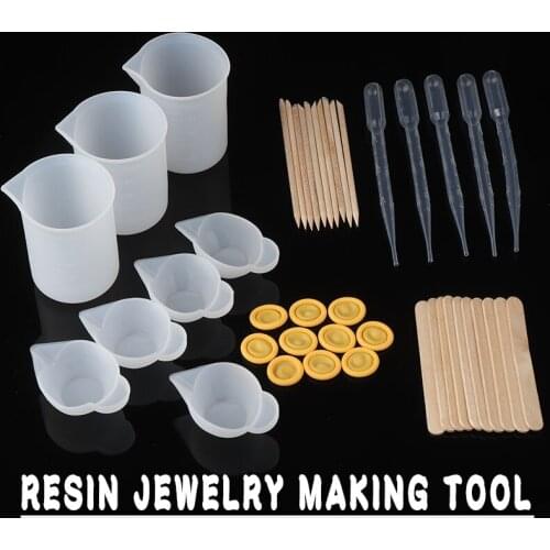 New 43pcs DIY Silicone Mixing Measuring Cups Resin Mold Casting Jewelry Tool Kit