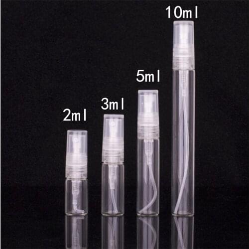 5pcs/pack 2ML 3ML 5ML 10ML Black Clear Mini Perfume Glass Bottle Empty Cosmetics Bottle Sample Test Tube Thin Glass Vials
