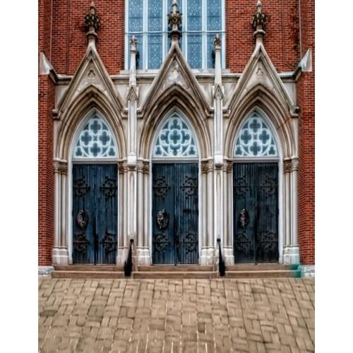5x7ft Vintage Door Red Brick Building Photography Backdrops Photo Props Studio Background