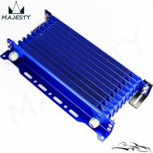 Aluminum AN10 10 Row Trust Engine Oil cooler W/ 262mm Mounting Bracket Kit Black/Blue