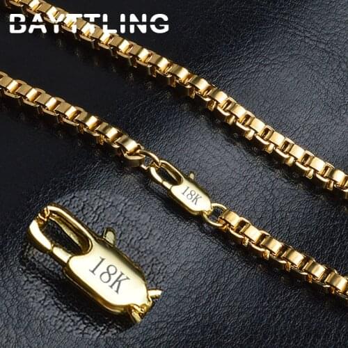 BAYTTLING 925 Sterling Silver 8/20 Inch 4MM Gold Box Chain Necklace For Woman Men Fashion Wedding Jewelry Couple Gift