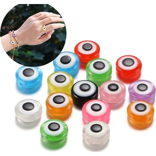 50pcs/Lot 8 10 11 mm Resin Oval Evil Eye Beads Spacer ABS Acrylic Beads For DIY Jewelry Making Findings Accessories Supplies
