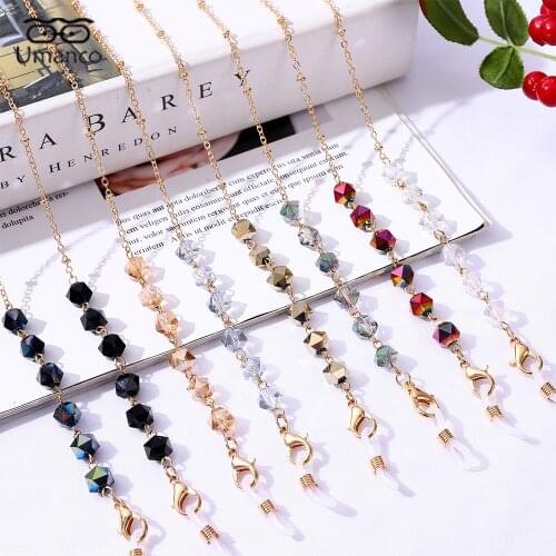 Fashion Gold Sunglasses Chain for Women Beads Crystal Pendant Mask Glasses Chains Anti-Drop Lanyard Necklace Eyeglasses Jewelry