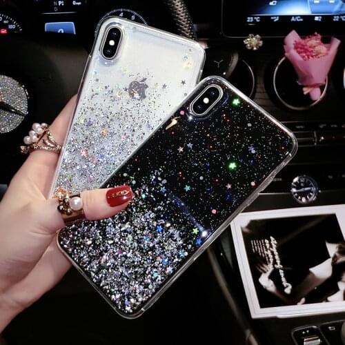 Glitter Sparkle Foil Bling Soft TPU Cover Phone Case For iphone 12 11 pro x xs max xr SE clear Epoxy for iPhone 8 7 6 6s plus