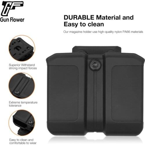 Gun&Flower Military Polymer Double Mag Case 9mm & 0.4 Caliber Plastic Magazine Holster Holder
