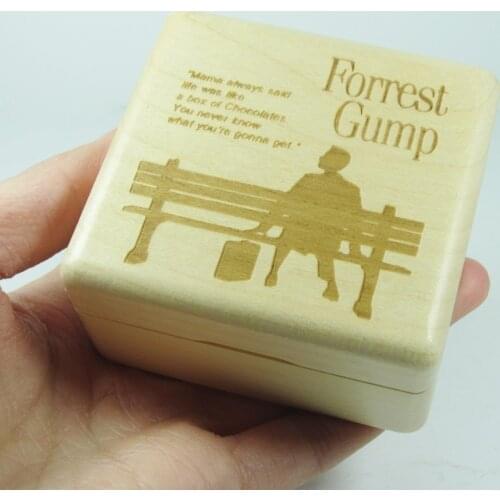 Wood wind up music box The Forrest Gump theme gifts for lovers, childrens