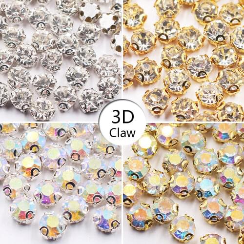 Ss16-ss50 2D Claw Sewing Rhinestones Dress Bag Decoration Crafts DIY Glass Crysstals Strass Non Hotfix Rhinestones for Clothes