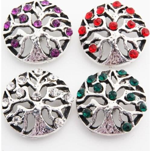 Hot KZ1199 Elegant "Tree of Life" Rhinestone 18mm charm snap buttons fit DIY beauty snaps Bangles necklaces jewelry wholesale