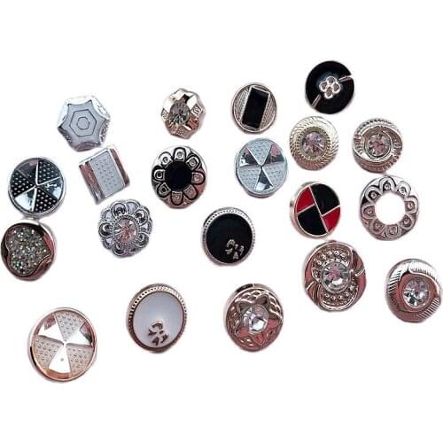 HL 20 Styles 30PCS 9mm-12mm Plating Buttons With Rhinestone Dripping Oil Shank DIY Apparel Shirt Buttons Sewing Accessories