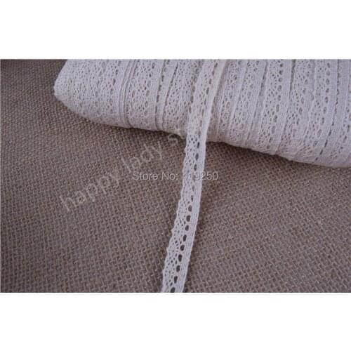 50Yards Beige color Cotton Lace Crochet Ribbon lace wholesale width 13mm .Lace Trim Edging Wedding