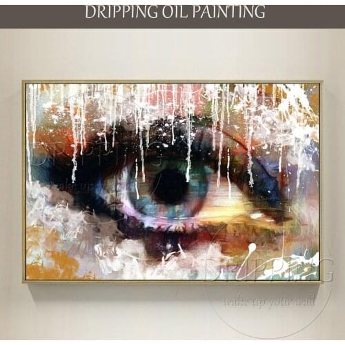 Professional Artist Hand-painted Modern Wall Art Eye Oil Painting on Canvas Big Eye Oil Painting for Living Room Wall Decor