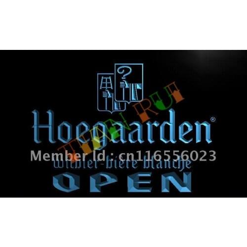 LA087- Hoegaarden Beer OPEN Bar LED Neon Light Sign