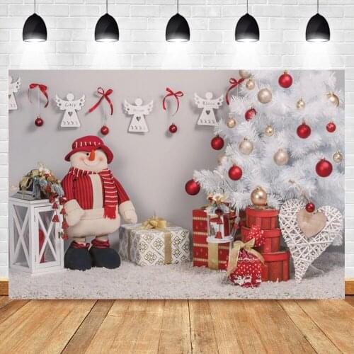 Laeacco Merry ChristmasTree Snowman Toy Gifts Child Interior Photography Backdrop Winter Decor Photocall Background Photo Studio