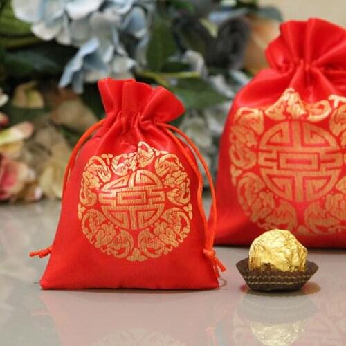 New Year Blessing Bag Red Peace Blessing Bag Wedding Candy Storage Bag Gift Packaging Bag Drawstring Small Bag Organizers