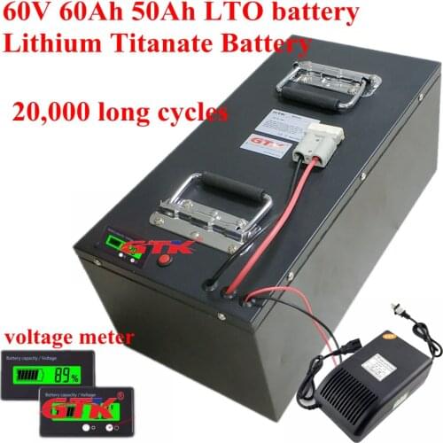 Metal case 60V 60Ah 50Ah LTO battery Lithium Titanate Battery 100A 80A 50A BMS for EV motor elecrtric bike 3000w + 10A charger