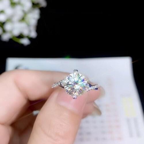 D VVS New ring, 925 Sterling silver, beautiful color, sparkling, 1 carat 2 Carat Diamond moissanite