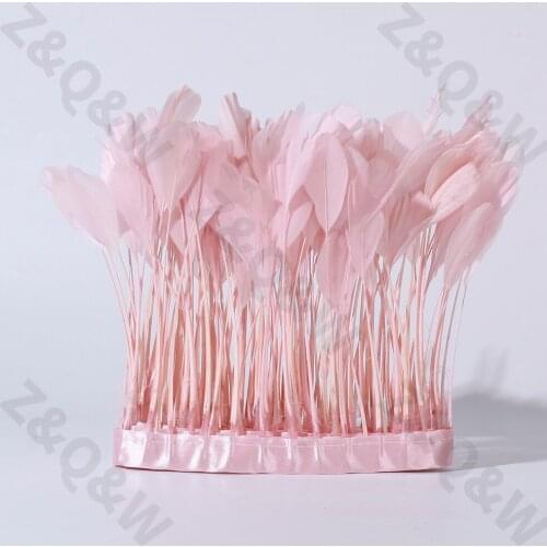 New 15-20CM (6-8 inches) torn head goose feather dyed meat pink cloth edge 2 meters DIY performance costume skirt decoration