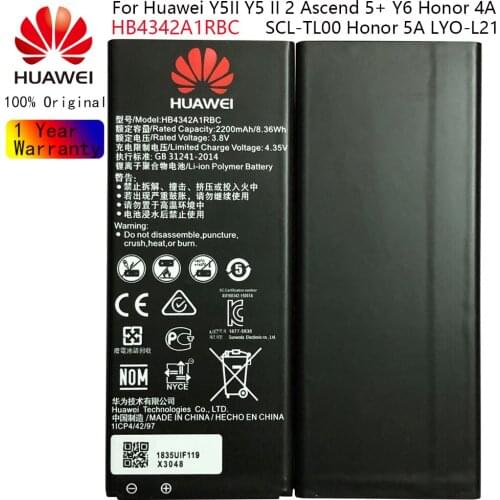 Hua Wei 100% Orginal HB4342A1RBC 2200mAh Battery For Huawei Honor 4A Honor 5A LYO-L21 Y5II Y5 Ii Ascend 5 + Y6 SCL-TL00 CUN-U29