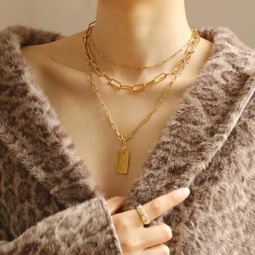 High security color gold-plated thick chain collar ins net red wild simple cold wind necklace female sweater chain net red tide