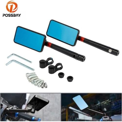 POSSBAY Universal Motorcycle Mirror Chrome Side Rearview Rear Scooter Mirrors For Suzuki Honda Yamaha Cafe Racer Moto Espejo