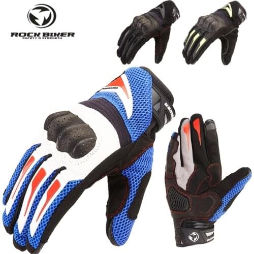 ROCK BIKER Carbon Fiber Leather For Motorcycle Gloves Breathable Mesh Cloth Motocross Gloves Men Scooter MTB Bike Accessories